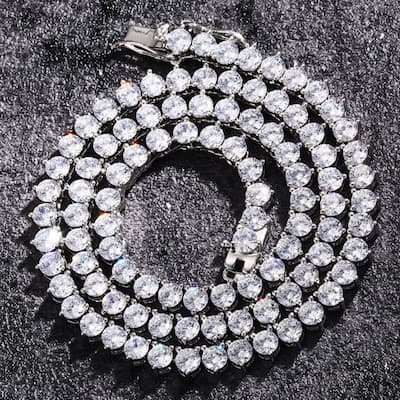 5mm 3-Prong Tennis Chain in Gold/White Gold Plated