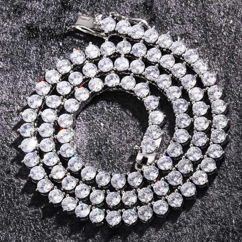 5mm 3-Prong Tennis Chain in Gold/White Gold Plated