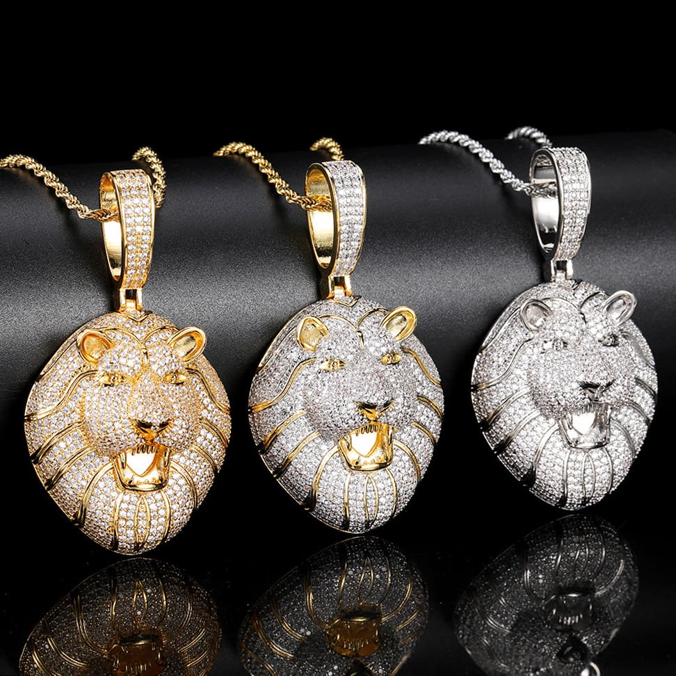 Iced Out CZ Lion Head Pendant