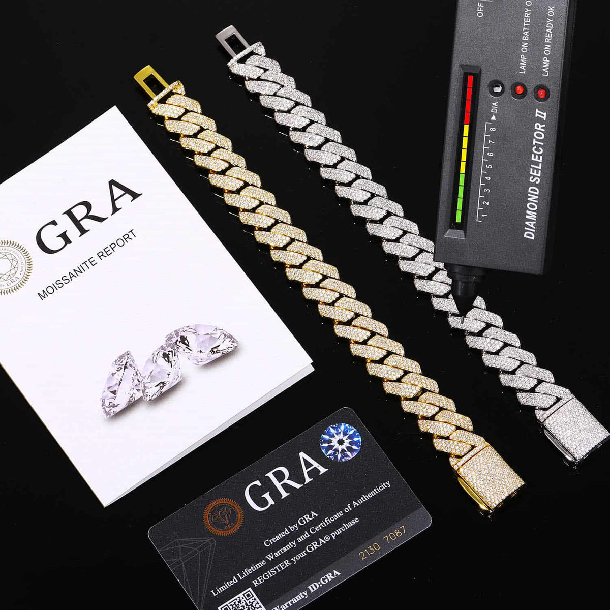 16mm 3-Row Prong-Set VVS Moissanite Link Bracelet