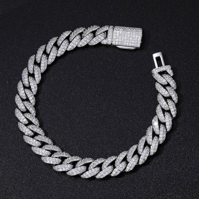 10mm 2-Row Iced Out Bubble Link Bracelet