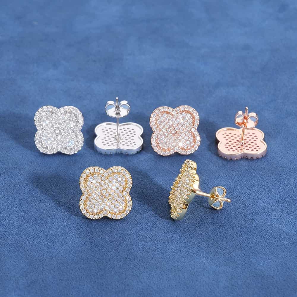 925S&VVS Moissanite Clover Stud Earrings