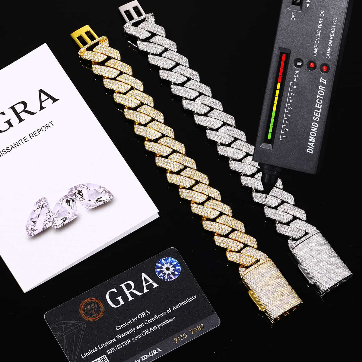 20mm 3-Row VVS Moissanite Rhombus Cuban Link Bracelet