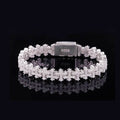 10mm VVS Moissanite Cross Link Bracelet in 925 Sterling Silver