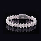 10mm VVS Moissanite Cross Link Bracelet in 925 Sterling Silver
