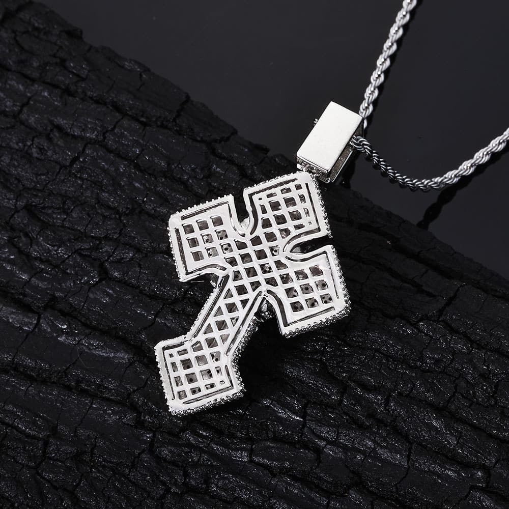 VVS1 Moissanite Iced Out 3D Jesus Piece Cross Pendant - 14k Gold & Silver