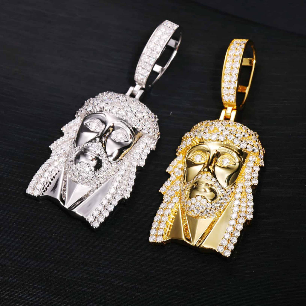 VVS Moissanite Jesus Piece Pendant in 925 Sterling Silver