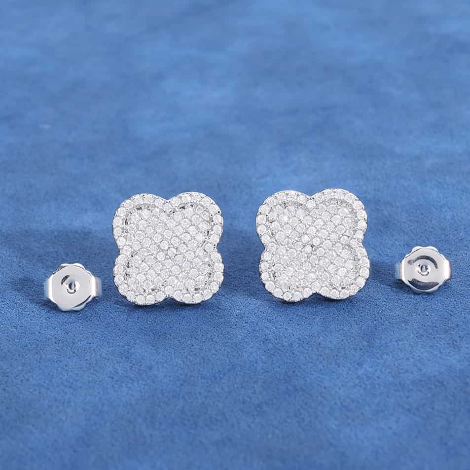 925S&VVS Moissanite Clover Stud Earrings