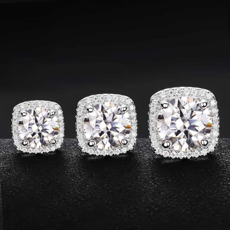 925S&VVS Moissanite Square Emerald Cut Stud Earrings
