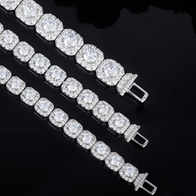 VVS Moissanite Cushion Cut Halo Bracelet in 925 Sterling Silver