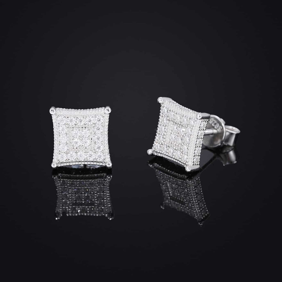 925S VVS Moissanite Princess Cut Square Stud Earrings