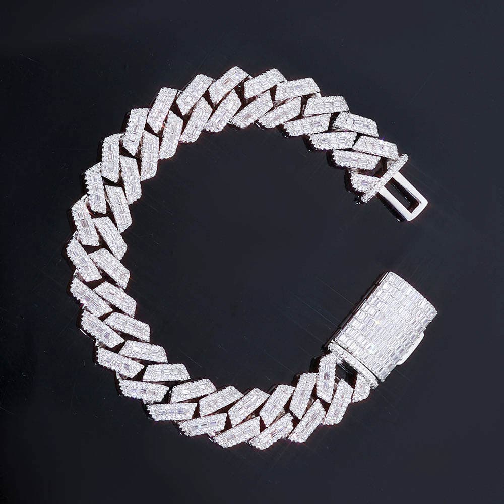 14mm Baguette CZ Geometric Cuban Link Bracelet