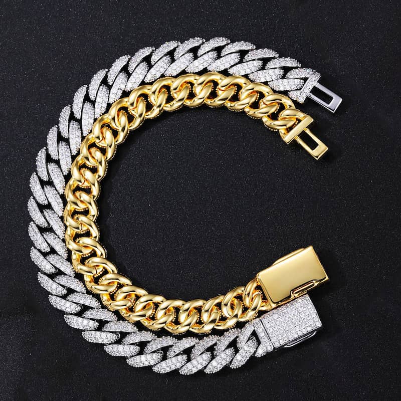 10mm 2-Row Iced Out Bubble Link Bracelet