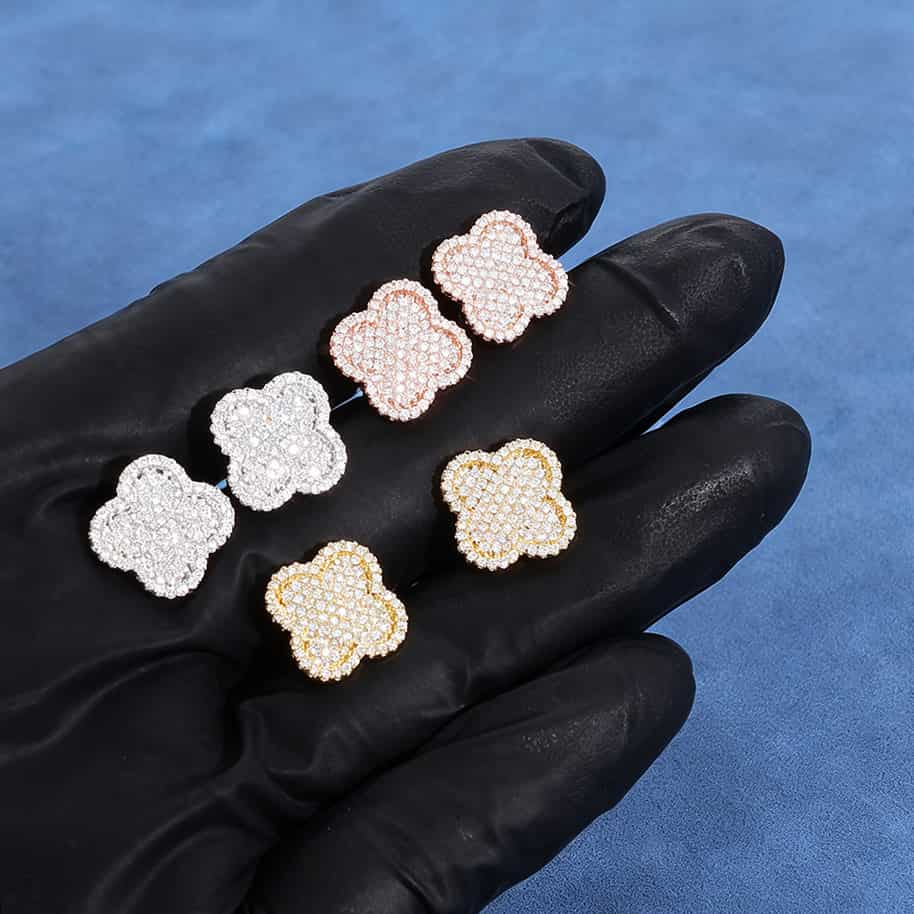 925S&VVS Moissanite Clover Stud Earrings