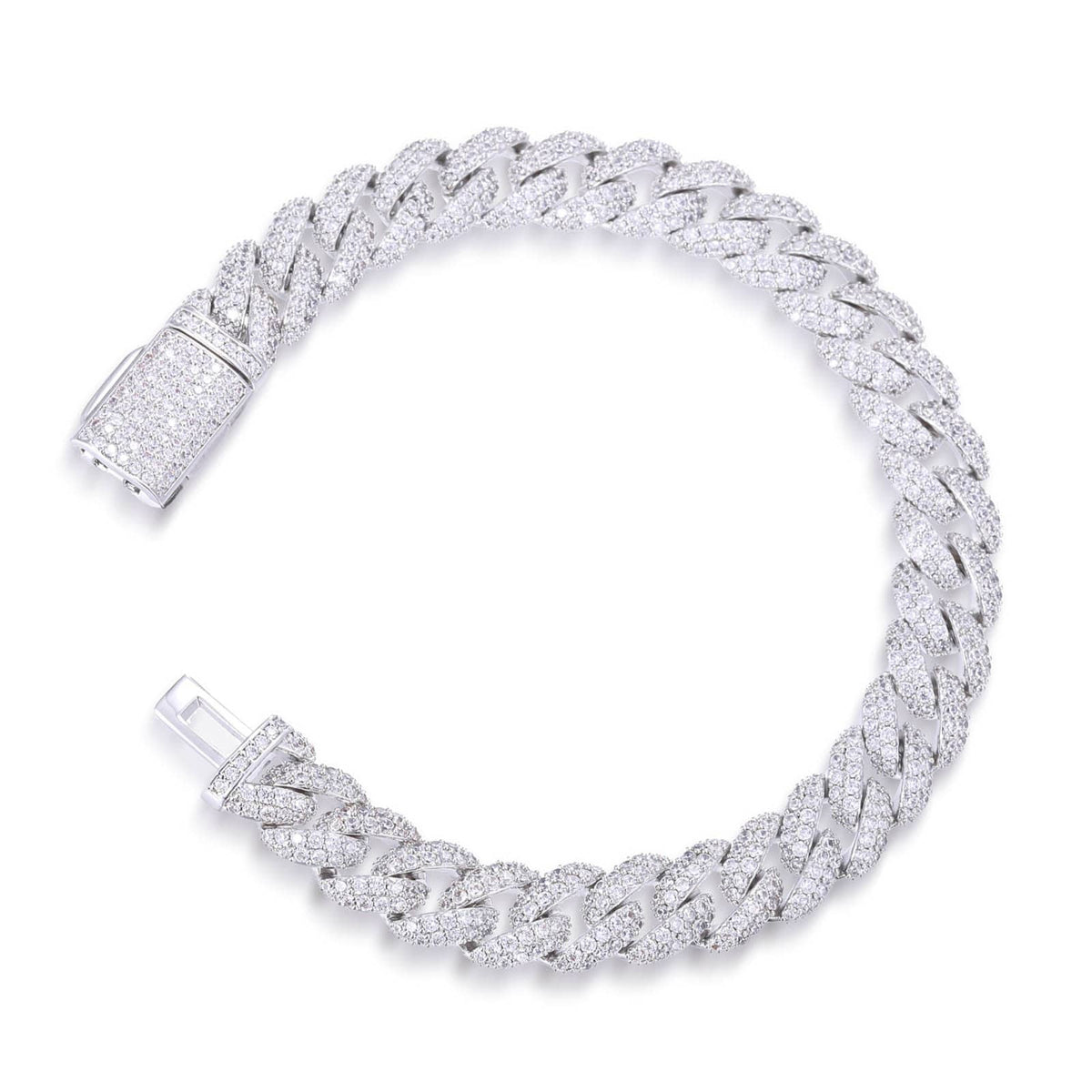 10mm 2-Row Iced Out Bubble Link Bracelet