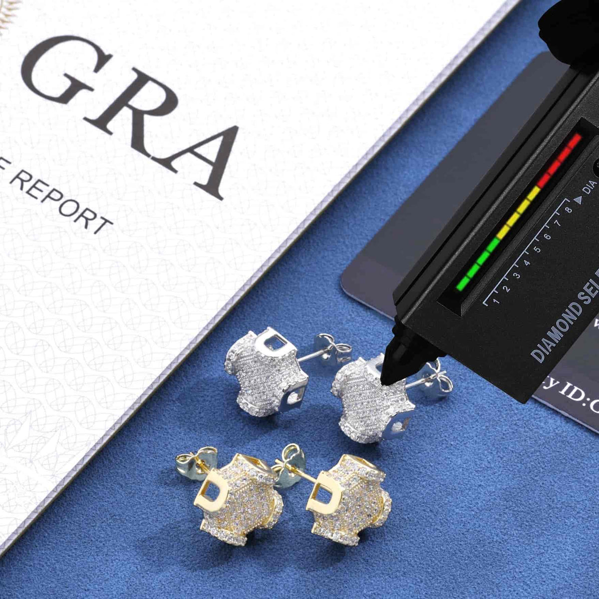 925S&VVS Moissanite Iced Out Bold Cross Stud Earrings