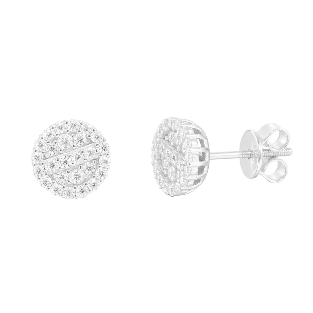 925S&VVS Moissanite Round Cluster Screw Back Stud Earrings